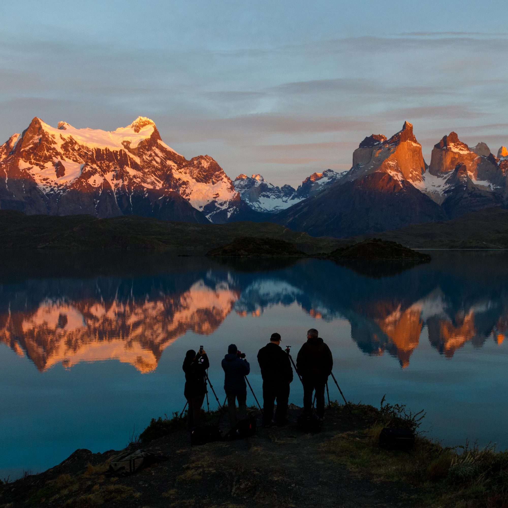 Sunrise over Torres del Paine from Lago Grey – Chile 2018