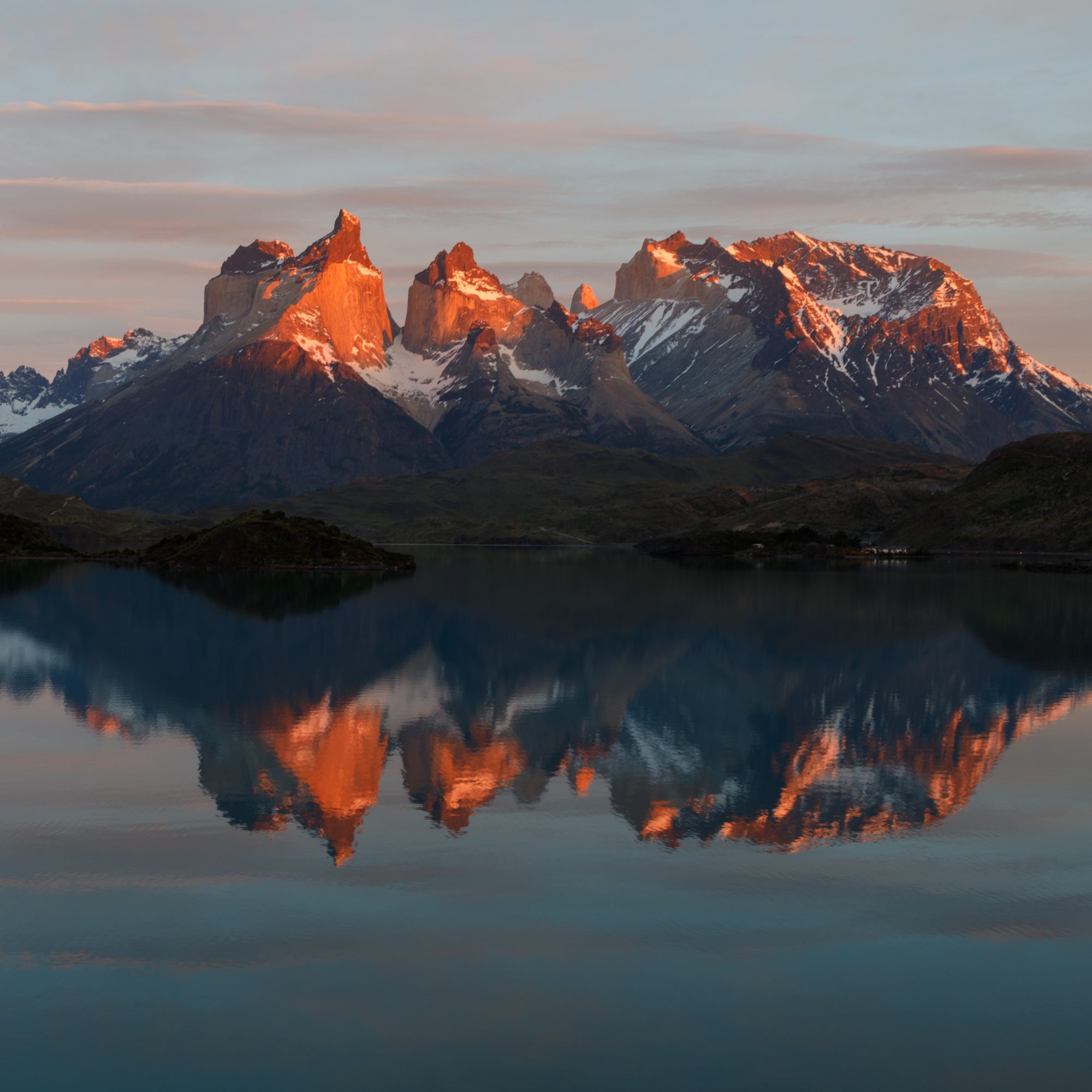 Sunrise over Torres del Paine from Lago Grey - Graham Boulnois